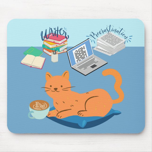 Lazy Orange Cat Mouse Pad (Front)