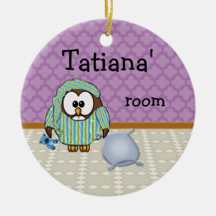 lazy owl - I don't do Mondays! Ceramic Tree Decoration