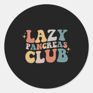 Lazy Pancreas Club Retro Diabetes Awareness Day Classic Round Sticker
