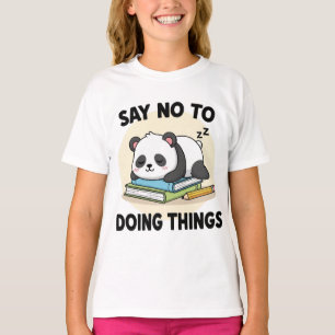 Lazy Panda Cartoon Sleeping with Funny Quote T-Shirt