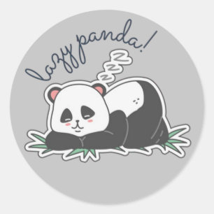 Lazy Panda Classic Round Sticker