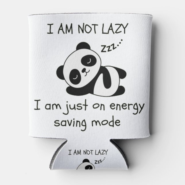 lazy panda funny can cooler (Front)