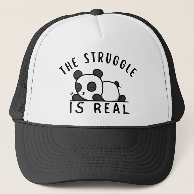 Lazy Panda The Struggle Is Real Trucker Hat (Front)