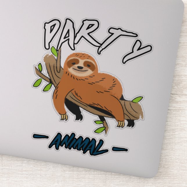 Lazy party animal sloth sticker (Detail)