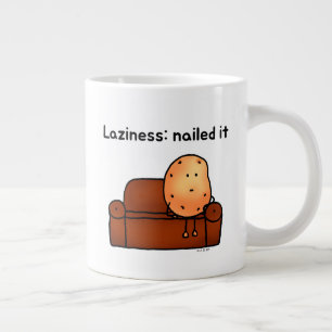 Lazy Potato Cartoon Humor Design Large Coffee Mug