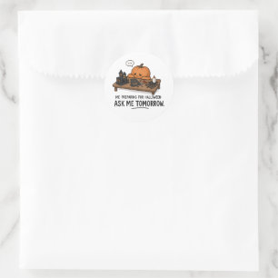 Lazy Pumpkin Halloween Preparation Illustration Classic Round Sticker