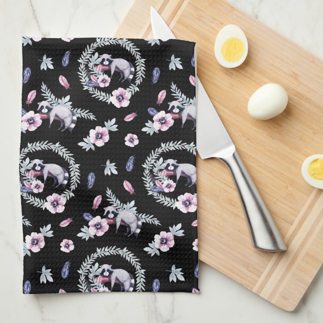 Lazy Racoon Tea Towel (Quarter Fold)