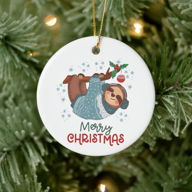 Lazy Sloth Christmas Ceramic Tree Decoration (Tree)