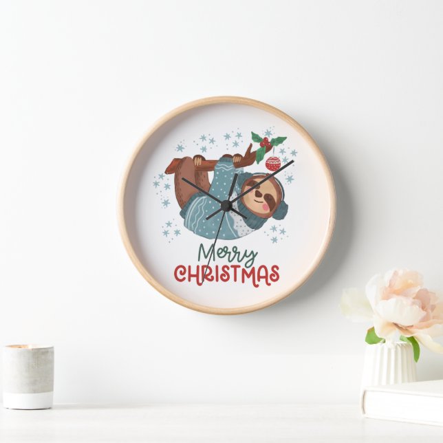 Lazy Sloth Christmas  Clock (Home)