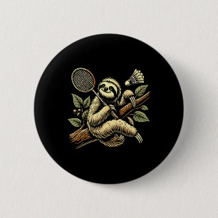 Lazy Sloth Dminton Player Shuttle 1  6 Cm Round Badge