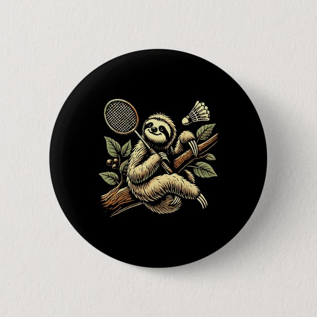 Lazy Sloth Dminton Player Shuttle 1  6 Cm Round Badge (Front)