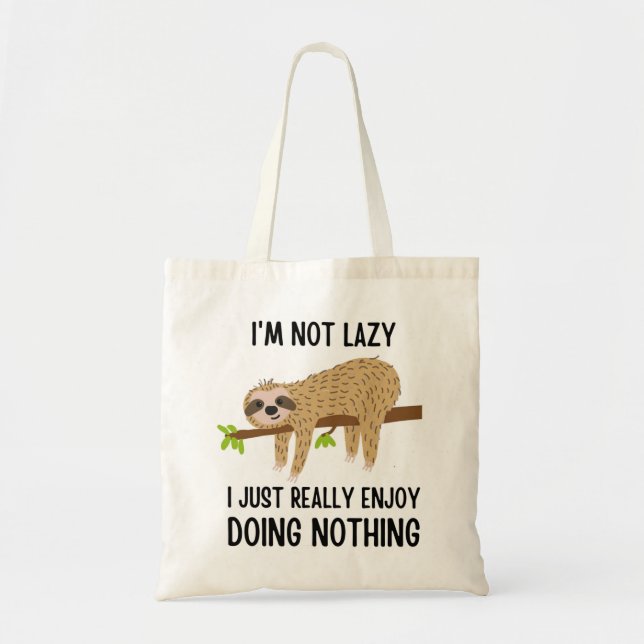 Lazy Sloth Doing Nothing Tote Bag (Front)