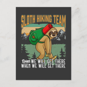 Lazy Sloth Hiking Relax Mountains Camper Humour Postcard