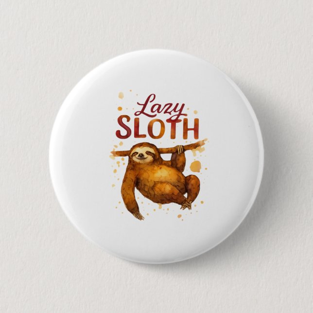 Lazy Sloth in Alcohol Ink Classic T-Shirt 6 Cm Round Badge (Front)