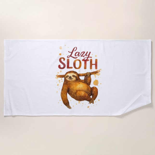 Lazy Sloth in Alcohol Ink Classic T-Shirt Beach Towel (Front)