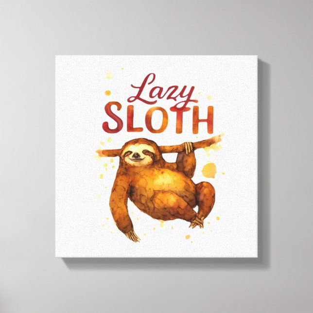 Lazy Sloth in Alcohol Ink Classic T-Shirt Canvas Print (Front)