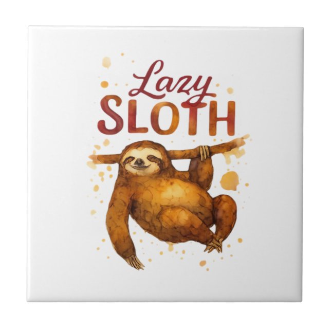Lazy Sloth in Alcohol Ink Classic T-Shirt Tile (Front)