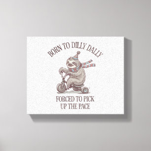 Lazy Sloth Retro Bike Cartoon Canvas Print