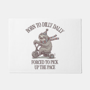 Lazy Sloth Retro Bike Cartoon Doormat