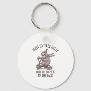 Lazy Sloth Retro Bike Cartoon Key Ring
