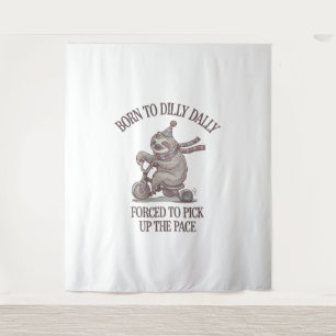 Lazy Sloth Retro Bike Cartoon Tapestry