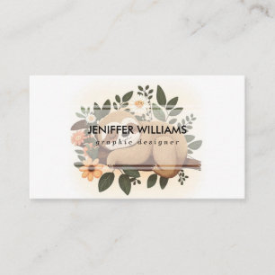 Lazy sloth sleeping on a branch cartoon business card