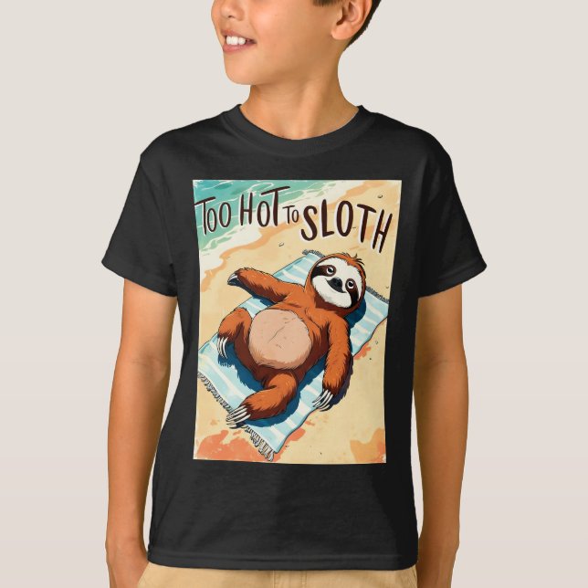 Lazy Sloth Summer Vintage Beach T-Shirt (Front)