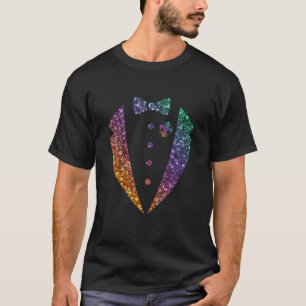 Lazy Tuxedo Costume Bow Tie Funny Mardi Gras Carni T-Shirt