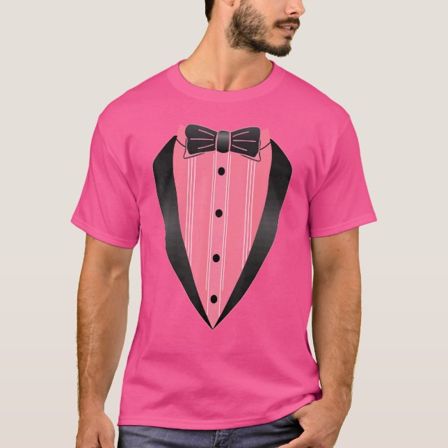 Lazy Tuxedo Pink Costume Easy Bow Tie Outfit Conce T-Shirt (Front)