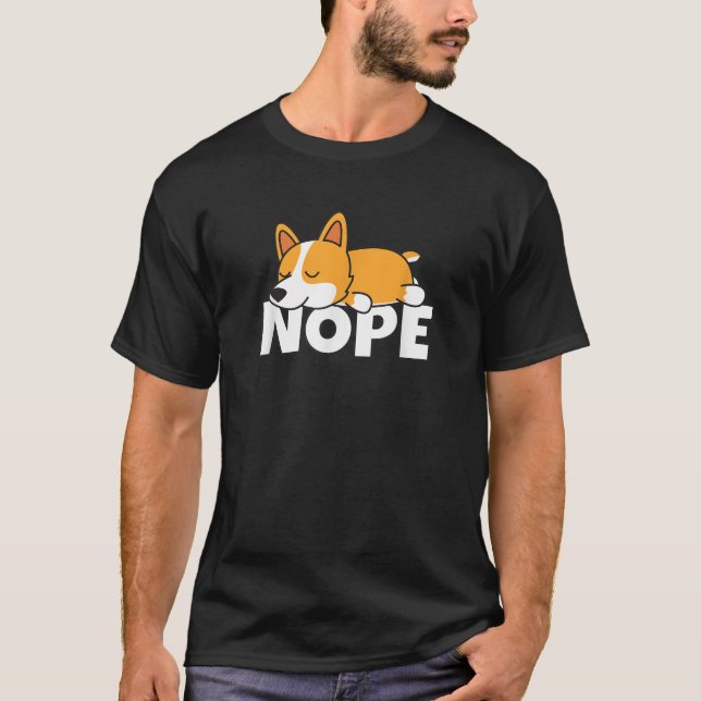 Lazy Welsh Corgi Dog T Shirt Comic Gift Idea Cute  (Front)