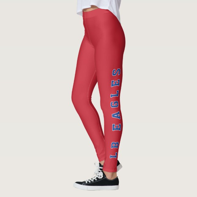 LB Eagles Red School Spirit Wear Leggings (Left)