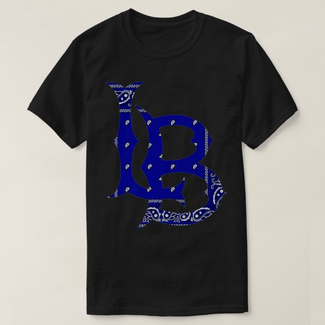 LB Long beach California Blue bandanna hip hop str T-Shirt (Design Front)
