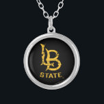 LB State Distressed Silver Plated Necklace<br><div class="desc">Check out these California State University Long Beach designs! Show off your California State Pride with these new University products. These make the perfect gifts for the Long Beach student, alumni, family, friend or fan in your life. All of these Zazzle products are customizable with your name, class year, or...</div>