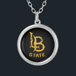 LB State Distressed Silver Plated Necklace<br><div class="desc">Check out these California State University Long Beach designs! Show off your California State Pride with these new University products. These make the perfect gifts for the Long Beach student, alumni, family, friend or fan in your life. All of these Zazzle products are customizable with your name, class year, or...</div>