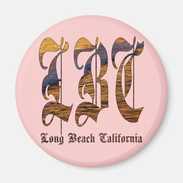 lbc, long beach, california, surf, beach, ocean, s magnet (Front)