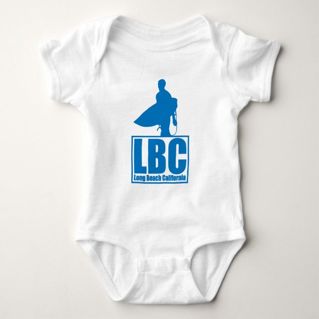 LBC - Long Beach California - Surf - Blue Baby Bodysuit (Front)