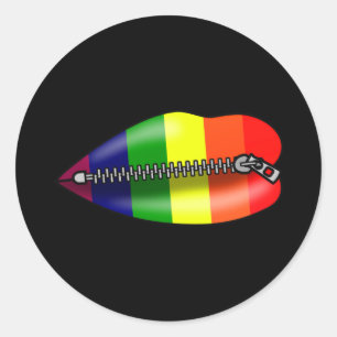 LBGTQ Lips Shut In Silence Classic Round Sticker