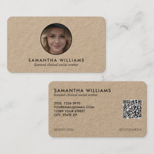 LCSW Social Worker Custom QR Photo Business Card