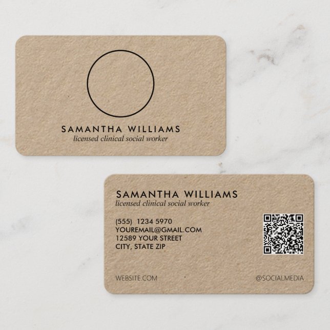 LCSW Social Worker Custom QR Photo Business Card (Front/Back)