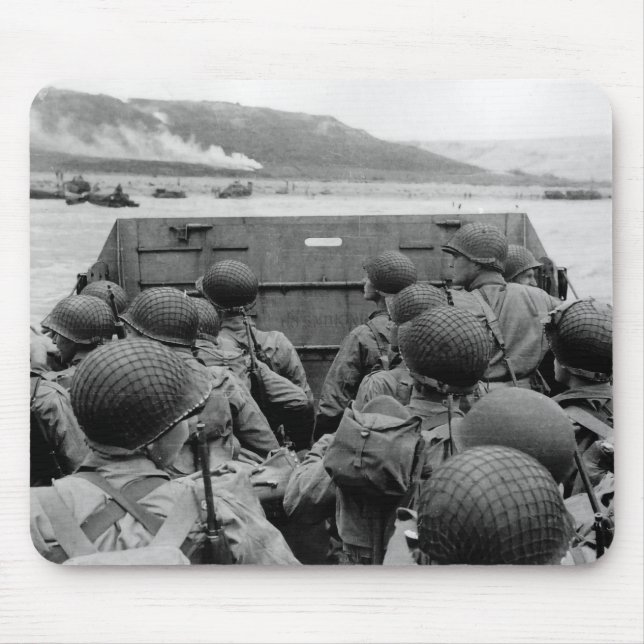 LCVP Landing Craft Approaching Omaha Beach Mouse Pad (Front)
