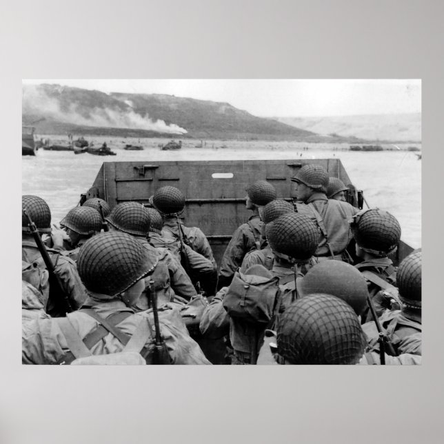 LCVP Landing Craft Approaching Omaha Beach Poster (Front)