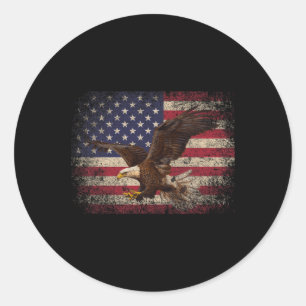 Ld Eagle 4th Of July Christmas Gift American Flag  Classic Round Sticker