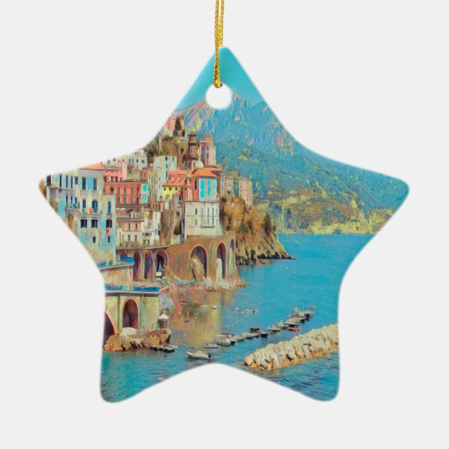 ldp ATRANI.- Amalfi Coast - Ceramic Tree Decoration (Front)
