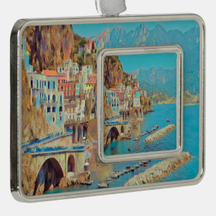 ldp ATRANI.- Amalfi Coast - Silver Plated Framed Ornament