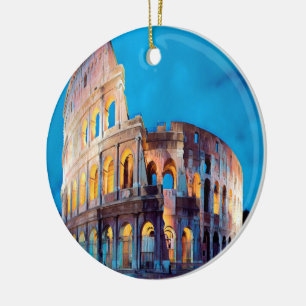 ldp COLOSSEUM Rome - by nigth - Ceramic Tree Decoration
