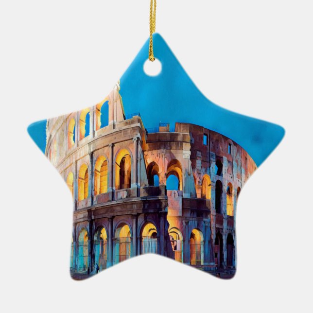 ldp COLOSSEUM Rome - by nigth - Ceramic Tree Decoration (Front)