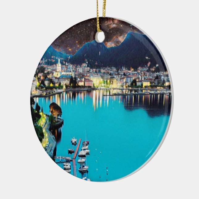 ldp COMO - Lake - Panorama Ceramic Tree Decoration (Left)