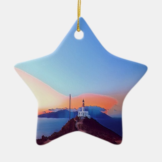 ldp MYKONOS - Armenist -  lighthouse - Ceramic Tree Decoration (Front)