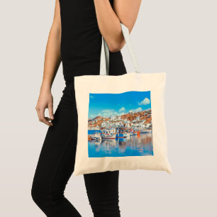 ldp MYKONOS - fishing boats - harbour - panorama Tote Bag