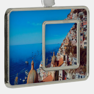 ldp POSITANO - Amalfi Coast - Panorama Silver Plated Framed Ornament